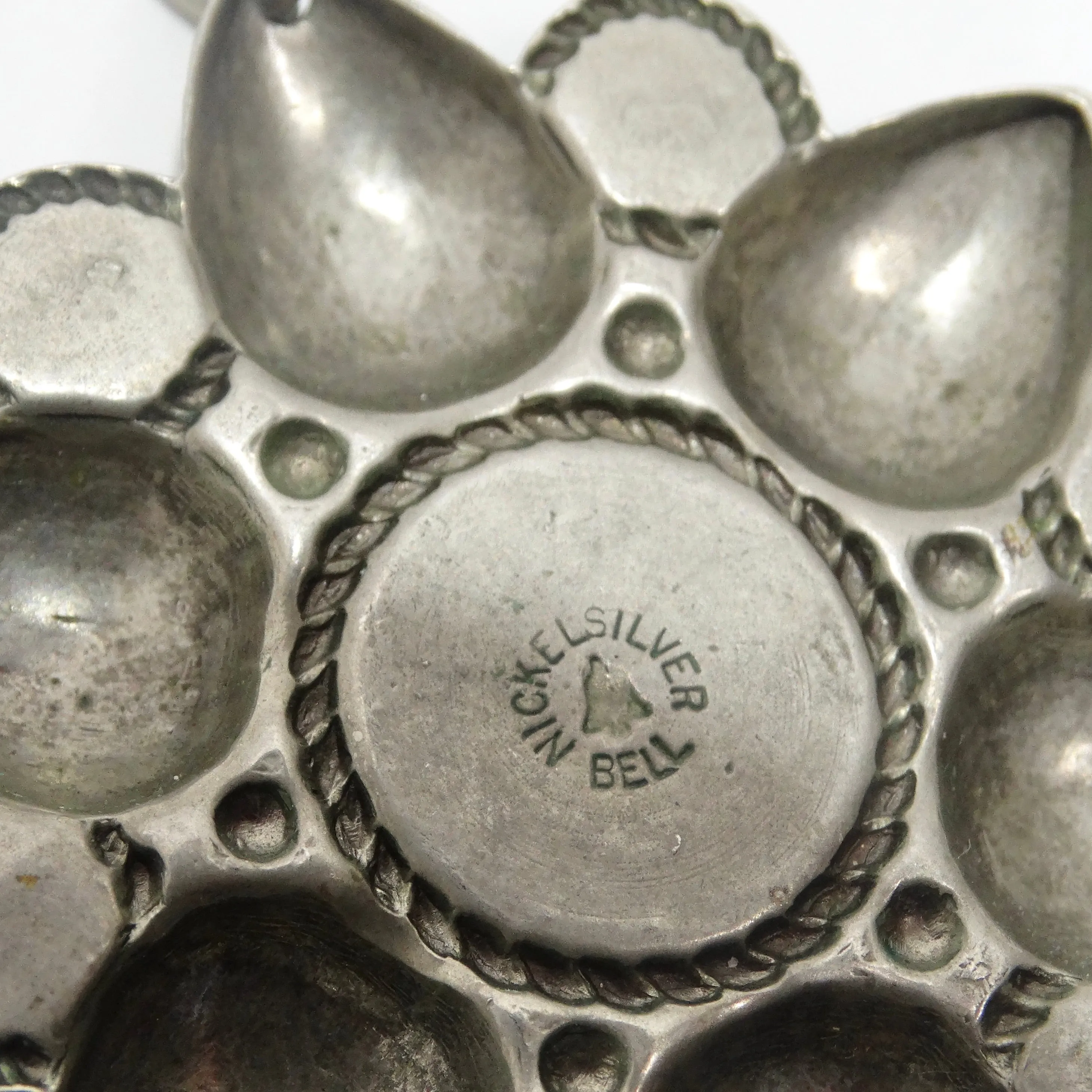 1960s Native American Silver Turquoise Flower Pendent