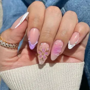 3D Embossed French Wave Nail Art