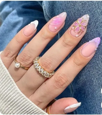 3D Embossed French Wave Nail Art