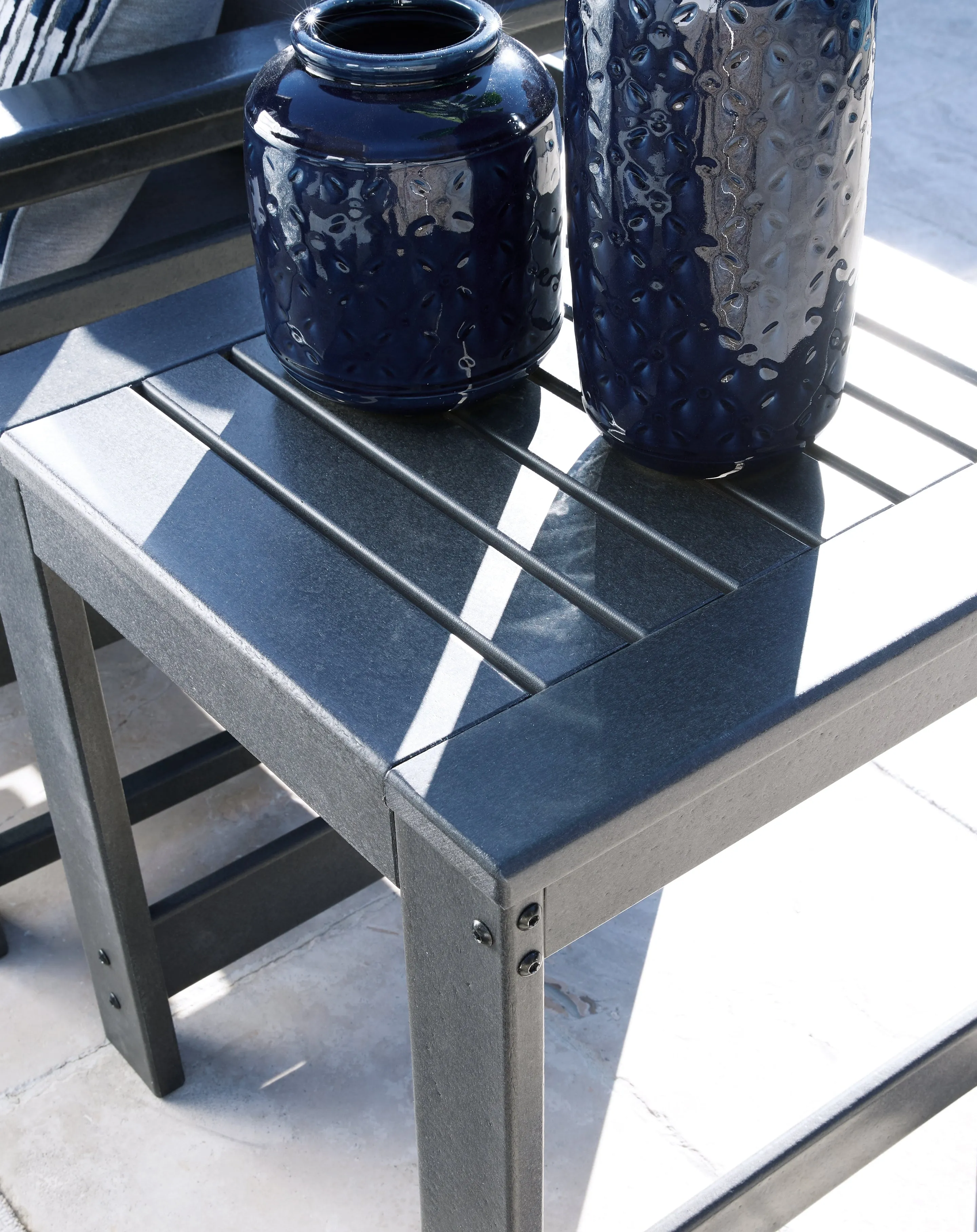 Amora Outdoor Sofa and Loveseat with Coffee Table and 2 End Tables in Charcoal Gray