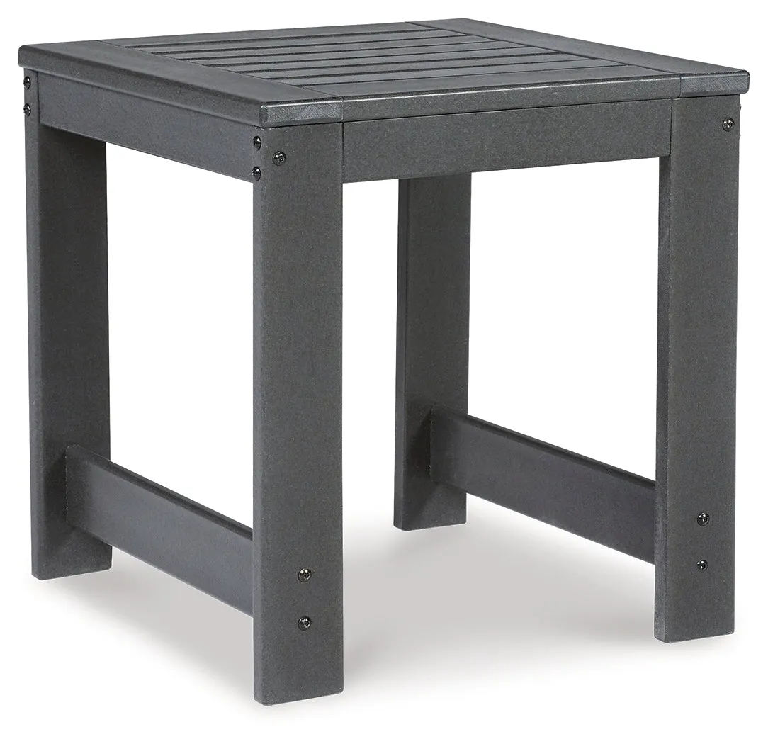Amora Outdoor Sofa and Loveseat with Coffee Table and 2 End Tables in Charcoal Gray