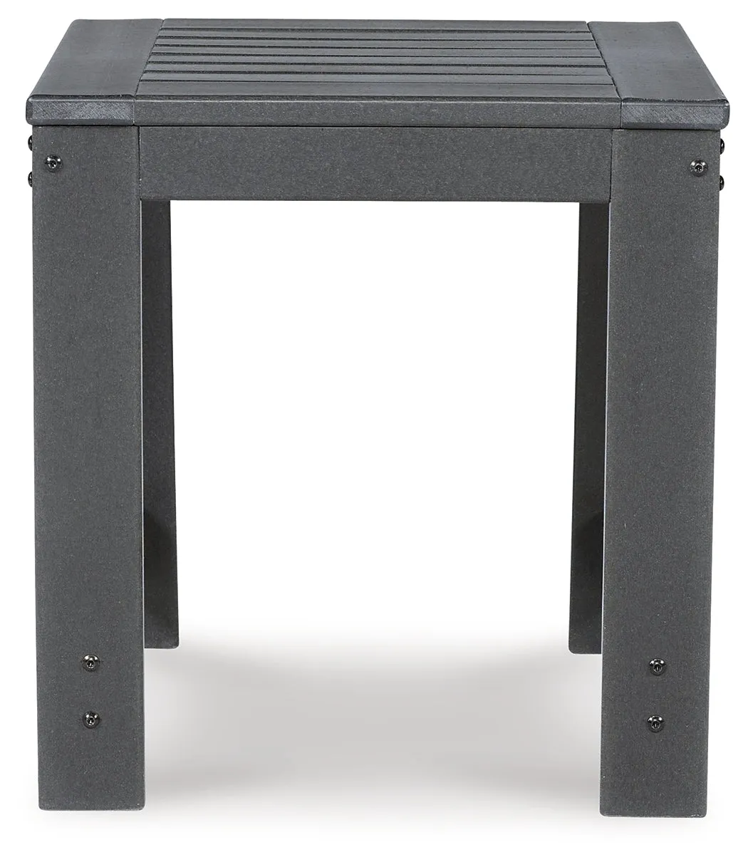 Amora Outdoor Sofa and Loveseat with Coffee Table and 2 End Tables in Charcoal Gray