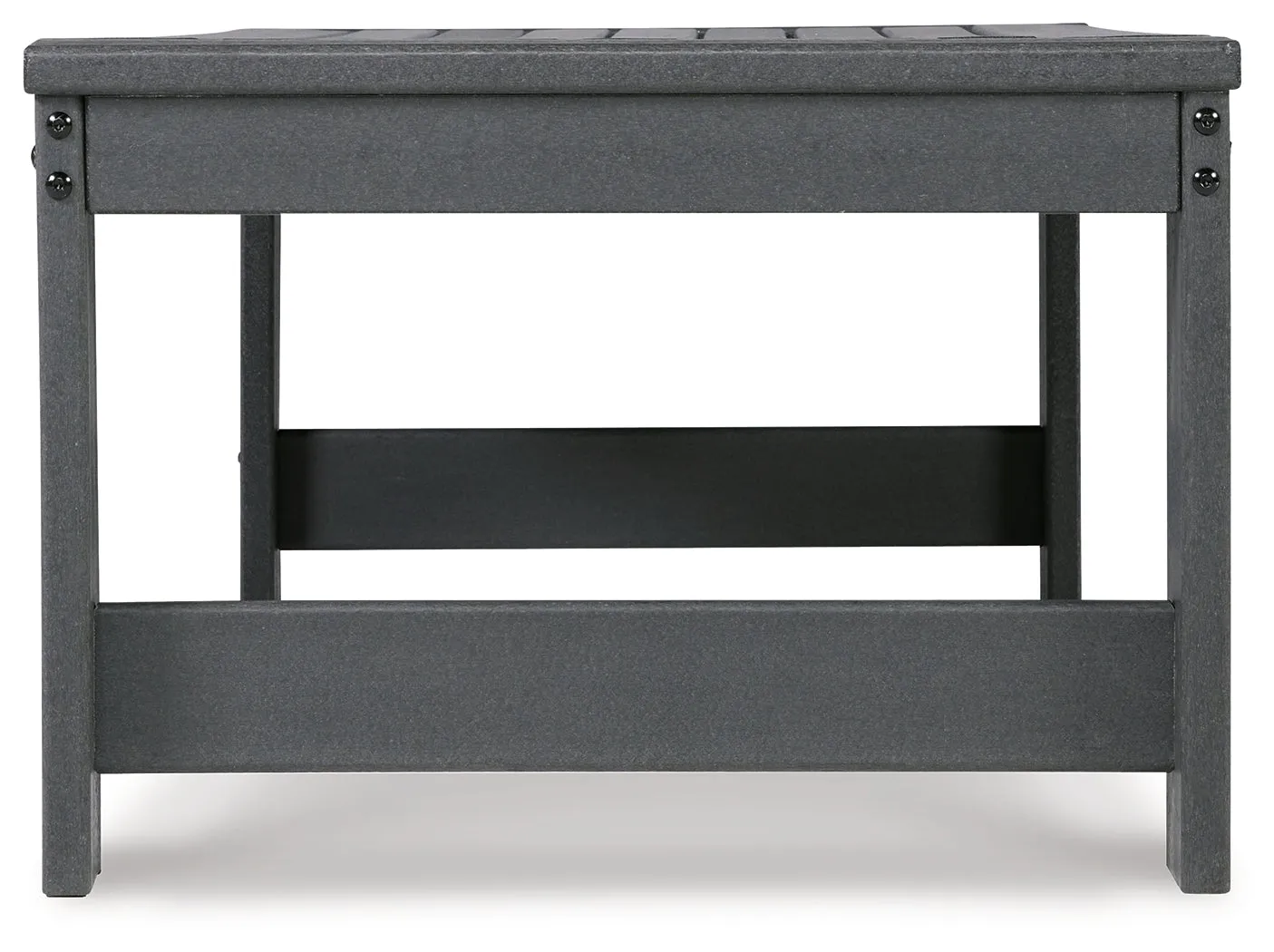 Amora Outdoor Sofa and Loveseat with Coffee Table and 2 End Tables in Charcoal Gray