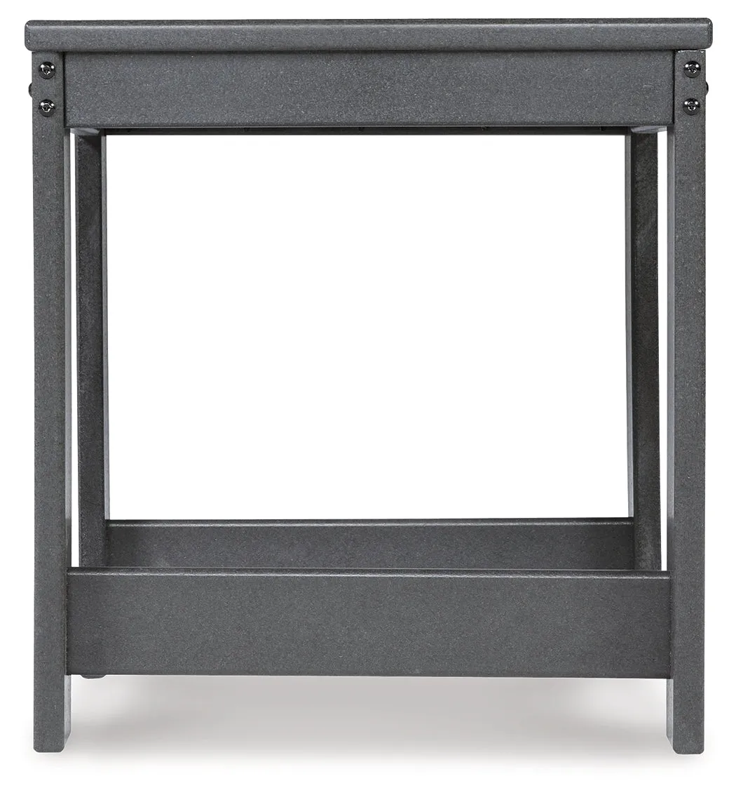 Amora Outdoor Sofa and Loveseat with Coffee Table and 2 End Tables in Charcoal Gray