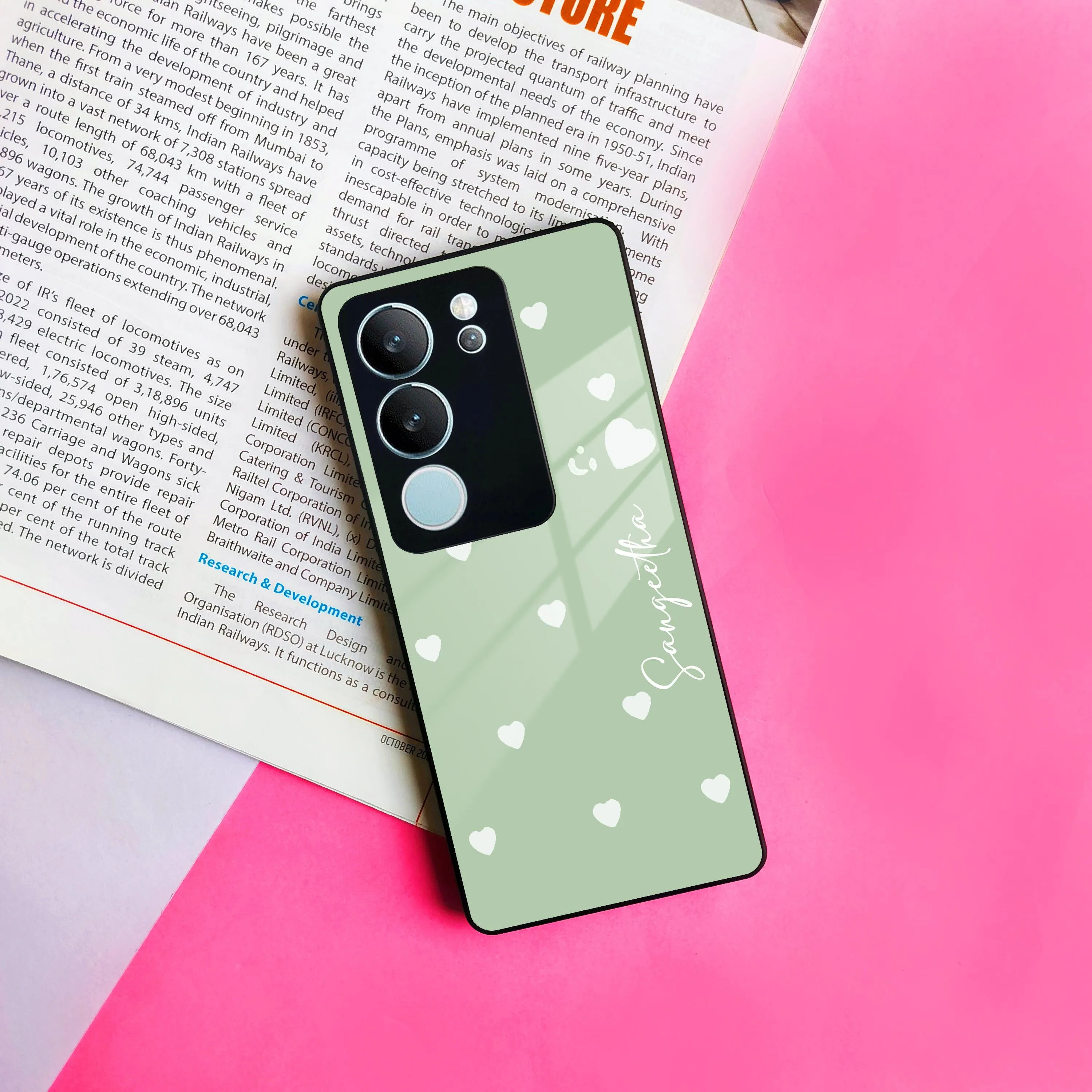 Be Loved Glossy Customised Metal Case Cover Mint Green For Vivo
