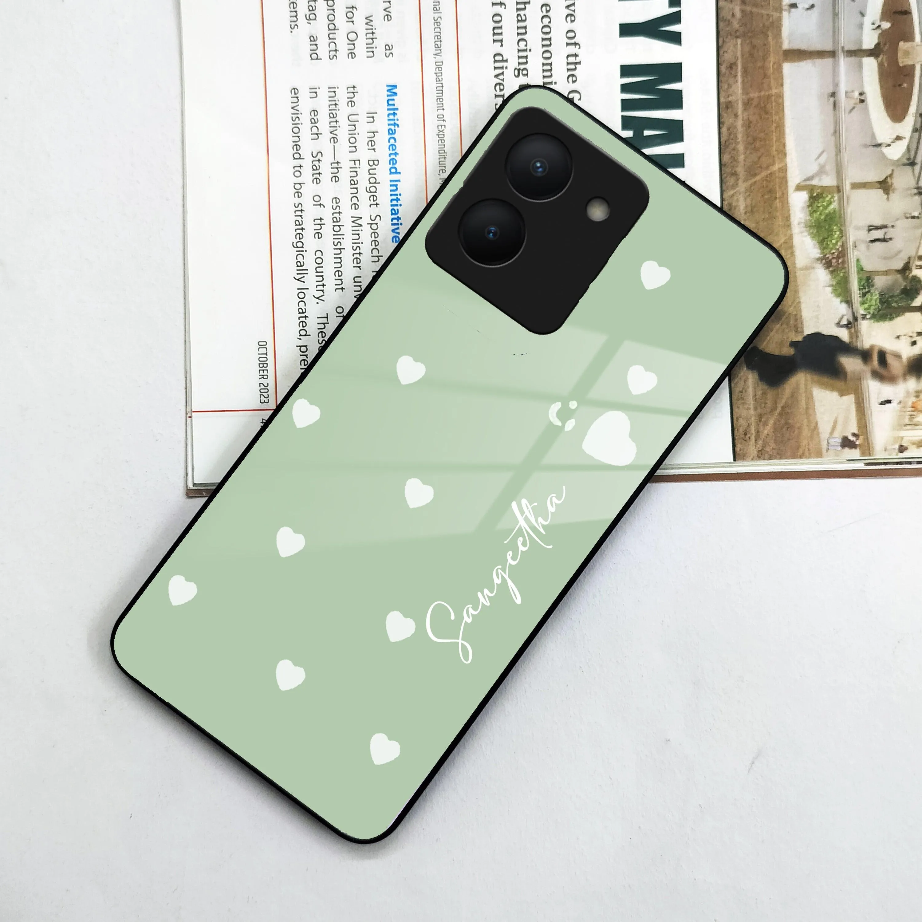 Be Loved Glossy Customised Metal Case Cover Mint Green For Vivo