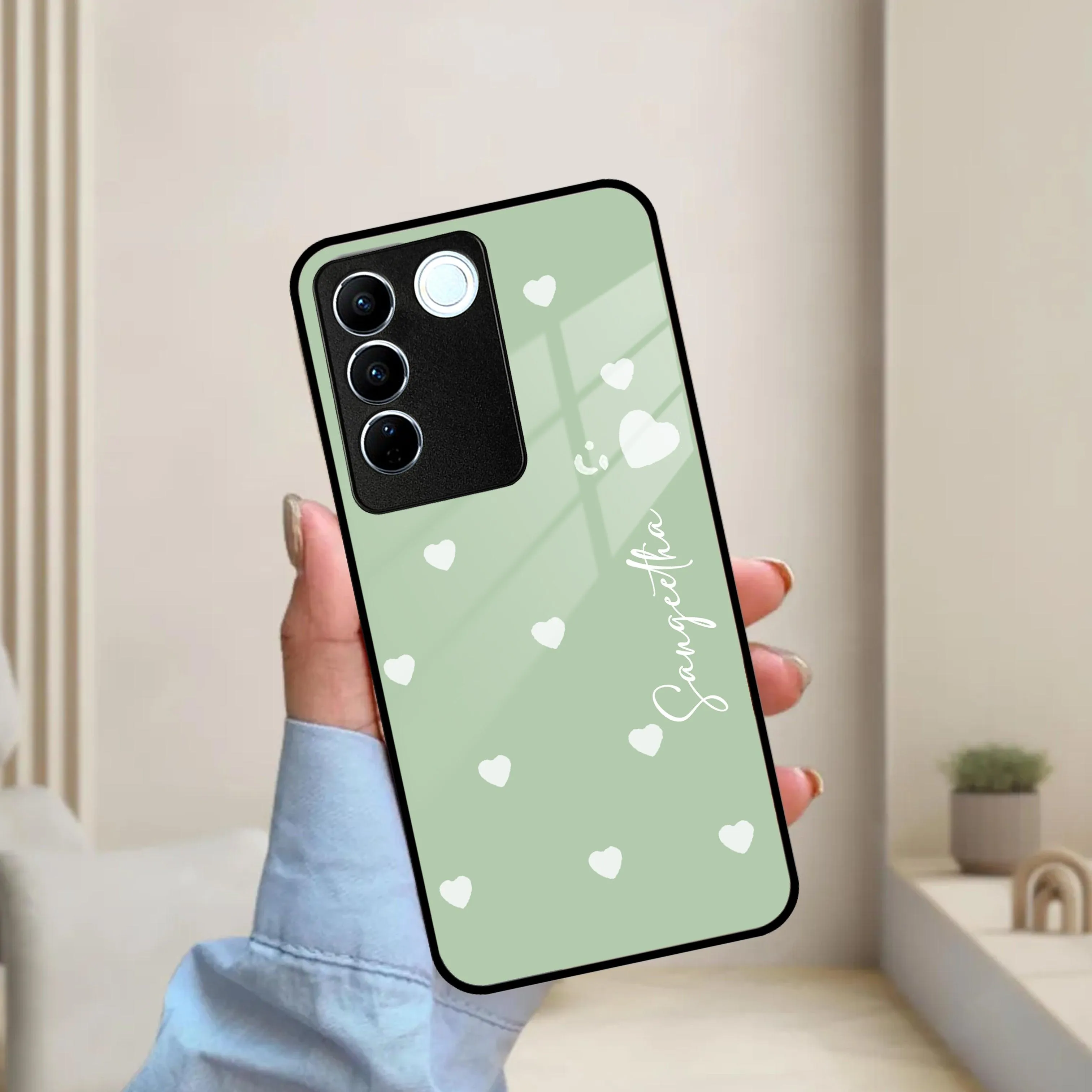 Be Loved Glossy Customised Metal Case Cover Mint Green For Vivo