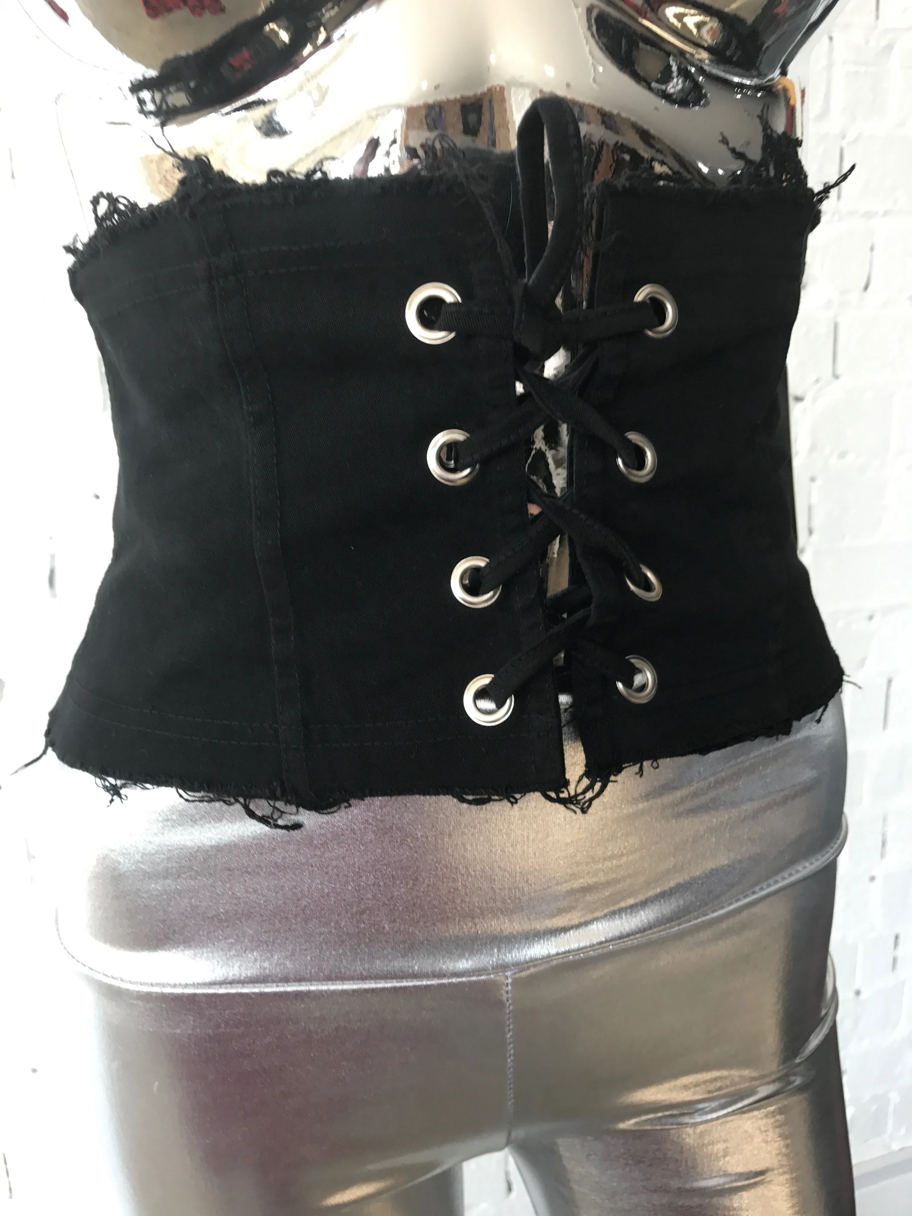 Belt • Black Denim Lace up