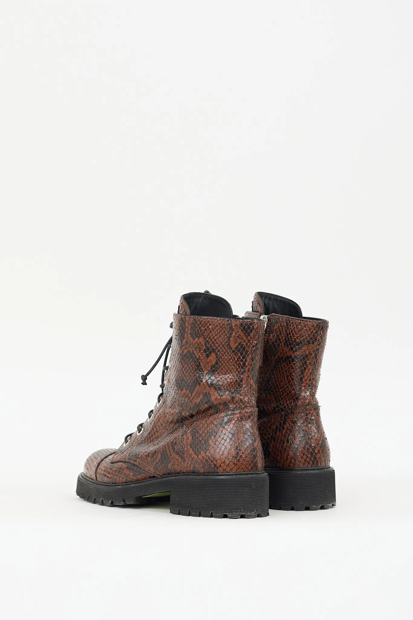 Brown & Black Textured Leather Thora Boot