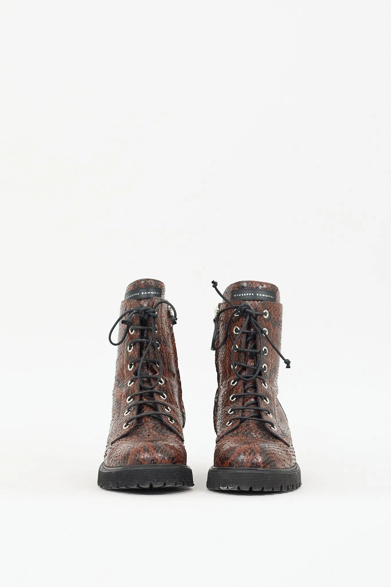 Brown & Black Textured Leather Thora Boot