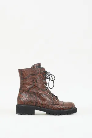 Brown & Black Textured Leather Thora Boot