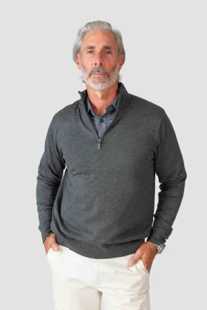 Cashmere Feel 1/4 Zip Sweater (Charcoal)