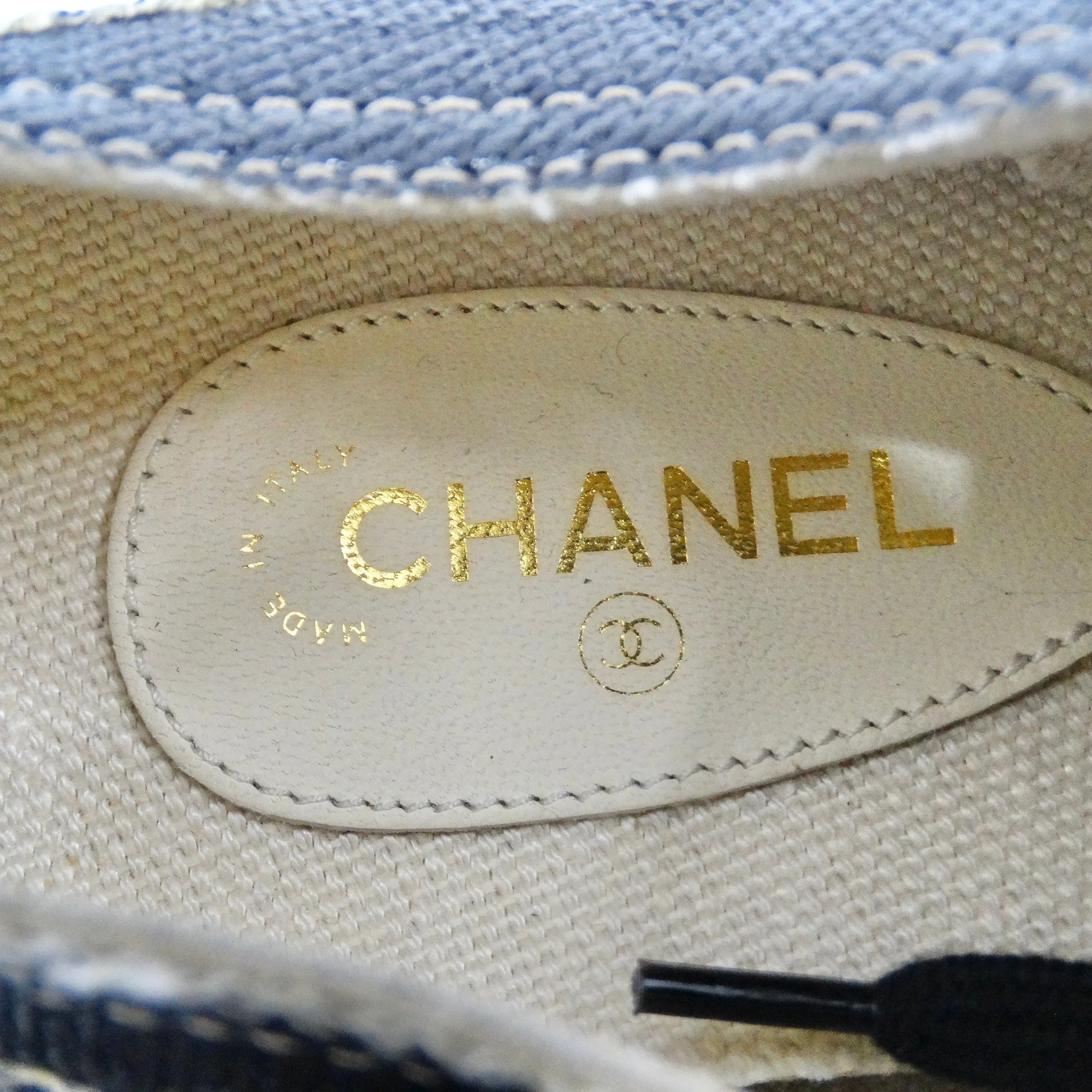 Chanel Black Coated Toile Lace Up Sneakers