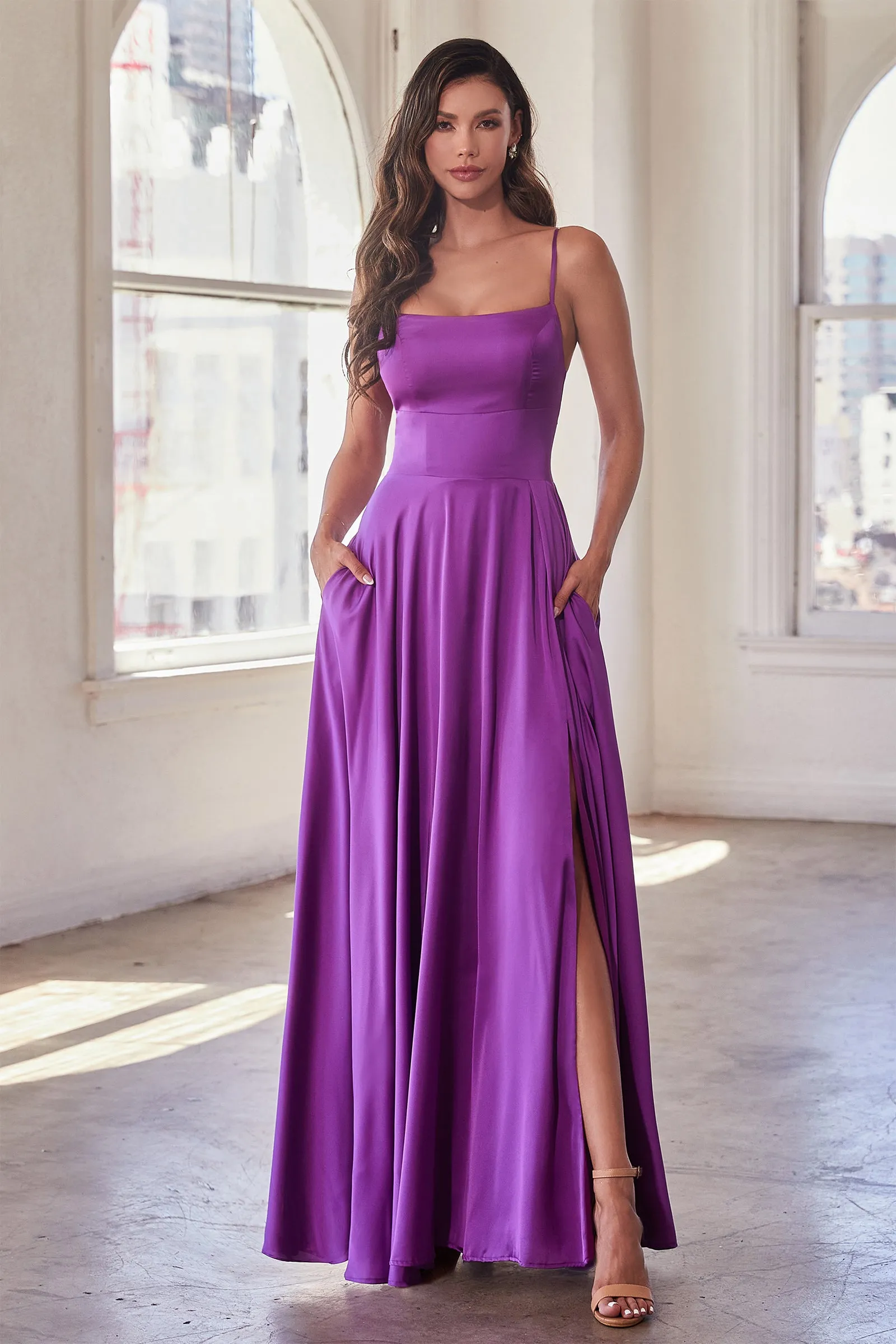 CINDERELLA DIVINE B8402 A-Line Satin Gown