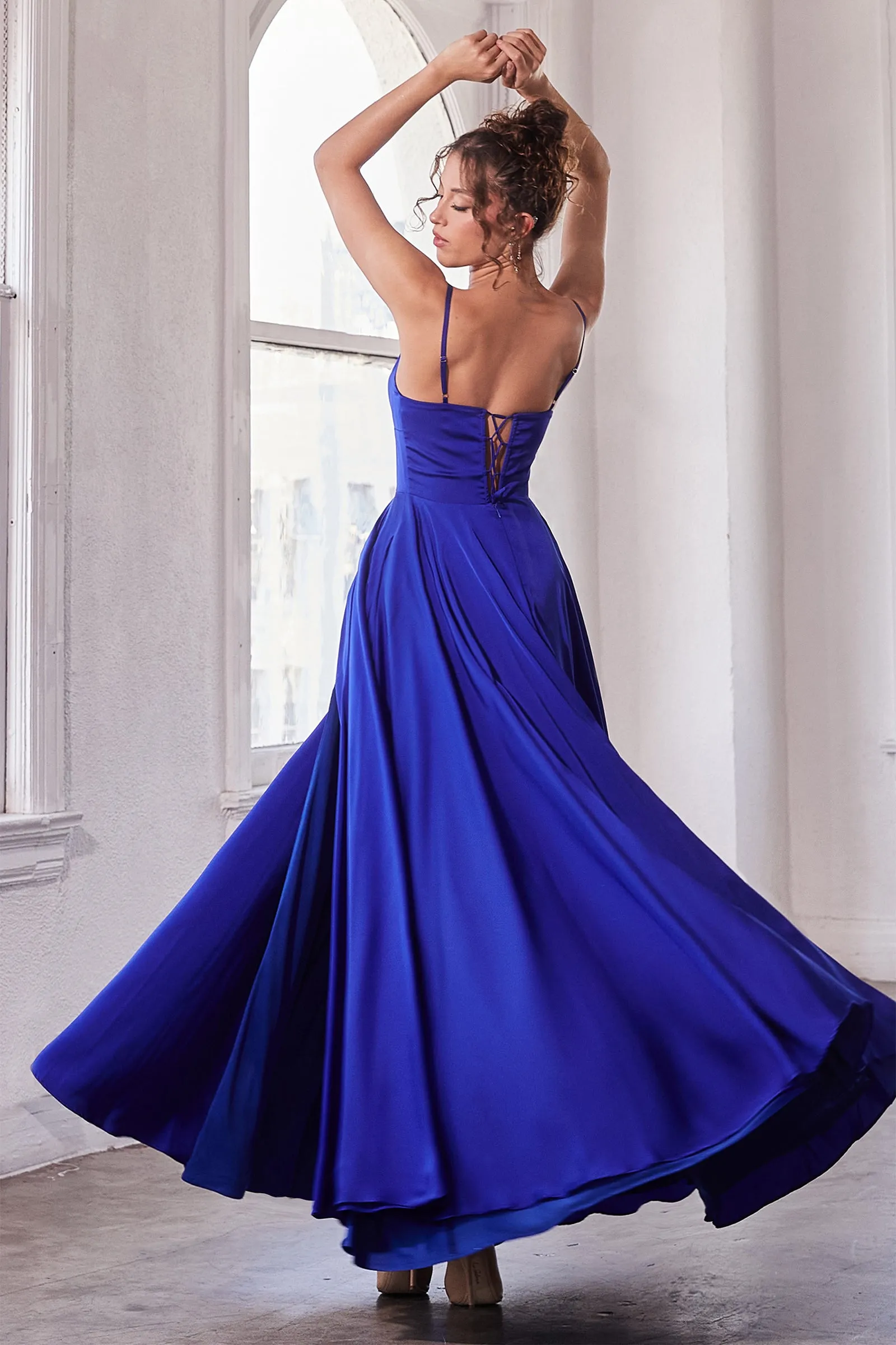CINDERELLA DIVINE B8402 A-Line Satin Gown