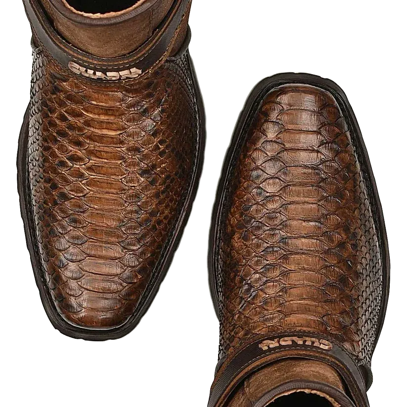 Cuadra Men's Hand Painted Brown Python Leather Ankle Boots CU689