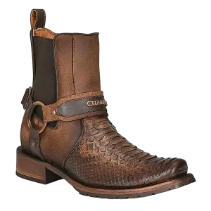 Cuadra Men's Hand Painted Brown Python Leather Ankle Boots CU689
