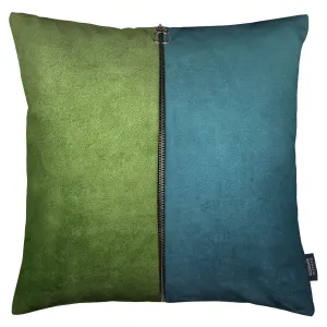 Decorative Zip Teal   Green Velvet Cushion