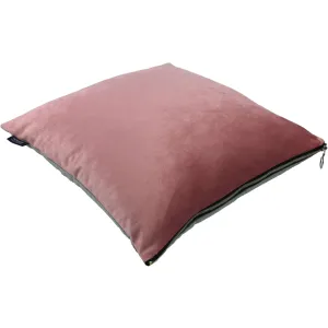 Decorative Zipper Edge Pink   Grey Velvet Cushion