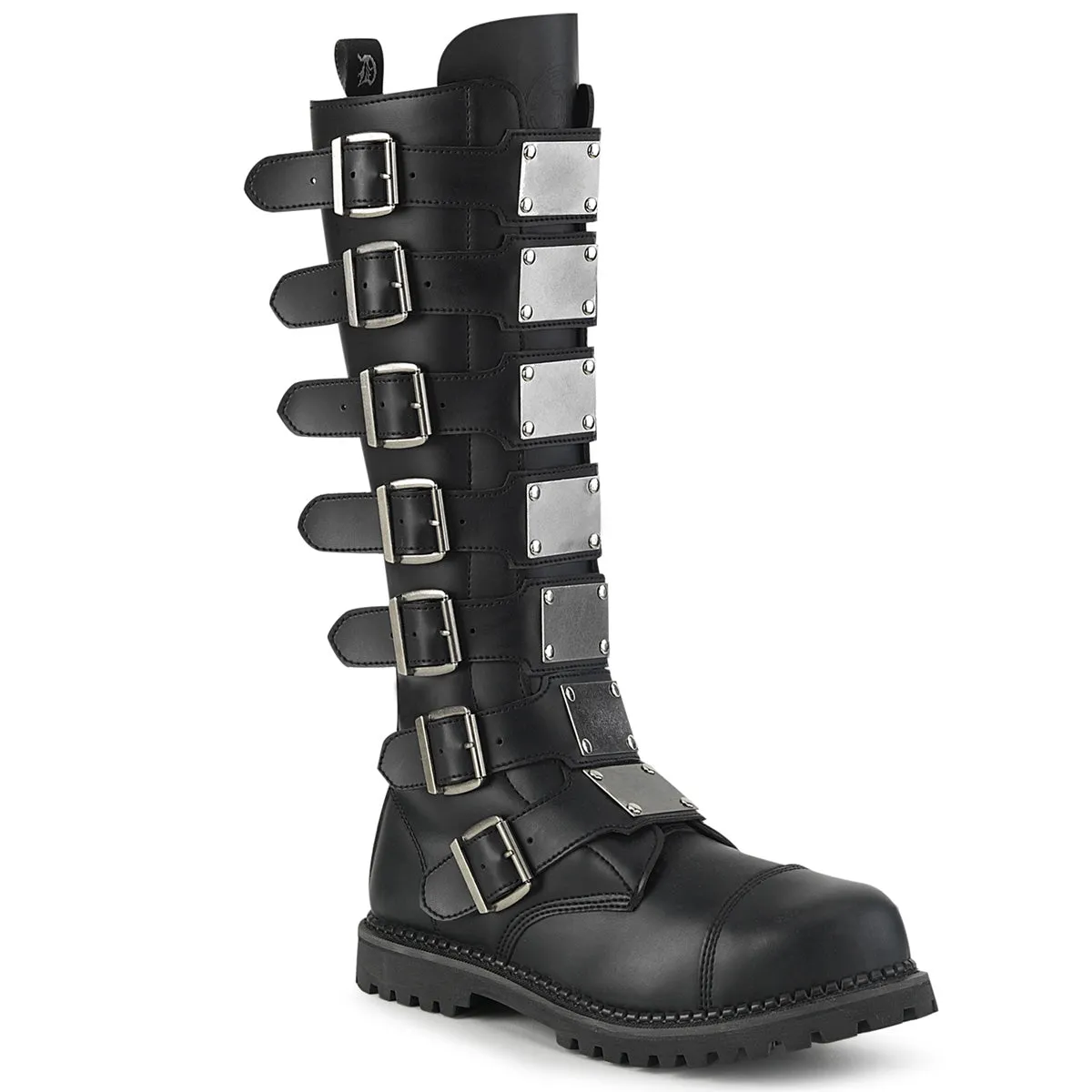 Demonia Riot-21MP Men's Steel Toe Multi Buckle Knee Boot