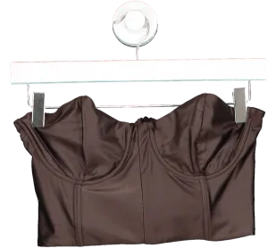 Desatame Swim Brown Zip Up Boned  Bikini Top UK S
