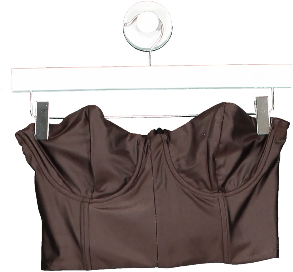 Desatame Swim Brown Zip Up Boned  Bikini Top UK S
