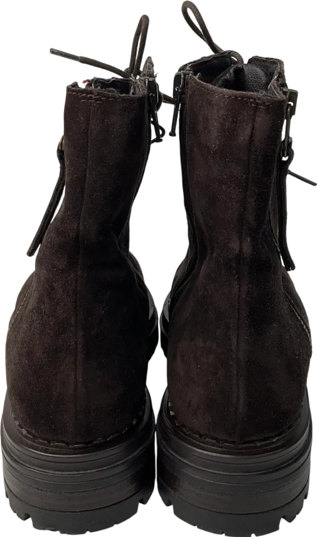 Dune Brown Pandore - Chunky Lace Up Boots UK 5 EU 38 👠