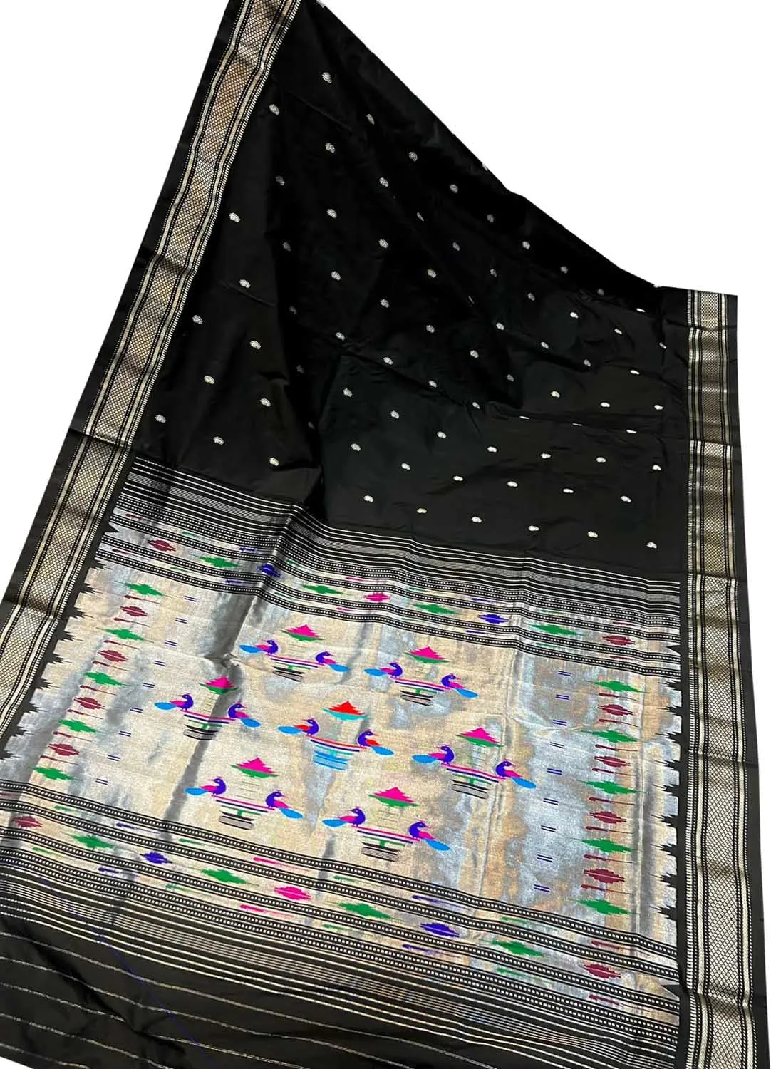 Exquisite Black Handloom Paithani Saree with Maharani Pallu in Pure Silk