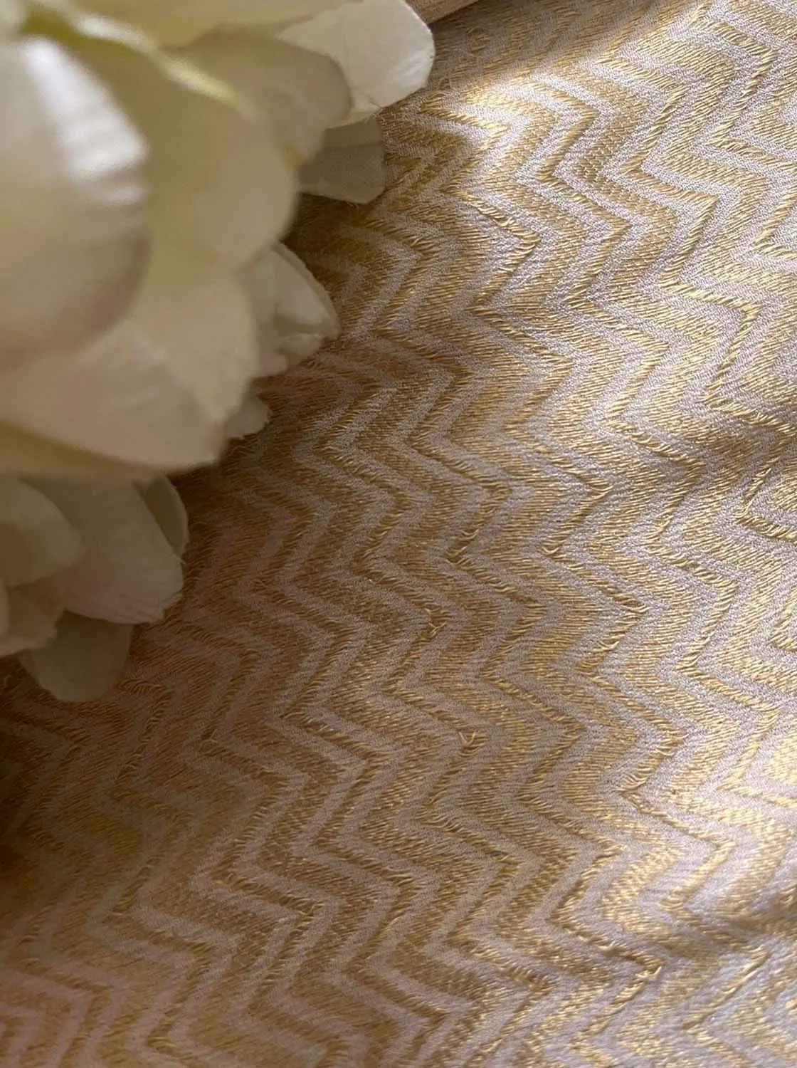 Exquisite Golden Banarasi Handloom Brocade Georgette ( 2.5 Mtr )