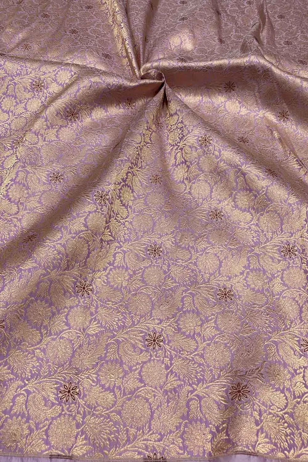 Exquisite Purple Banarasi Meenakari Pure Katan Silk Brocade Fabric ( 5 Mtr )