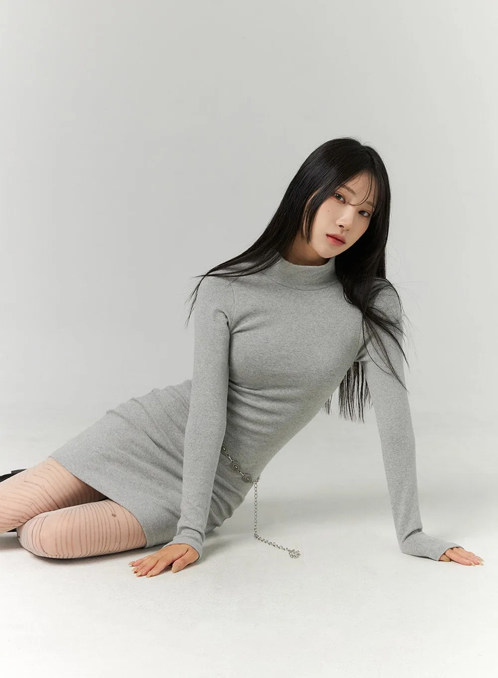 Half Turtle Neck Mini Dress CN321