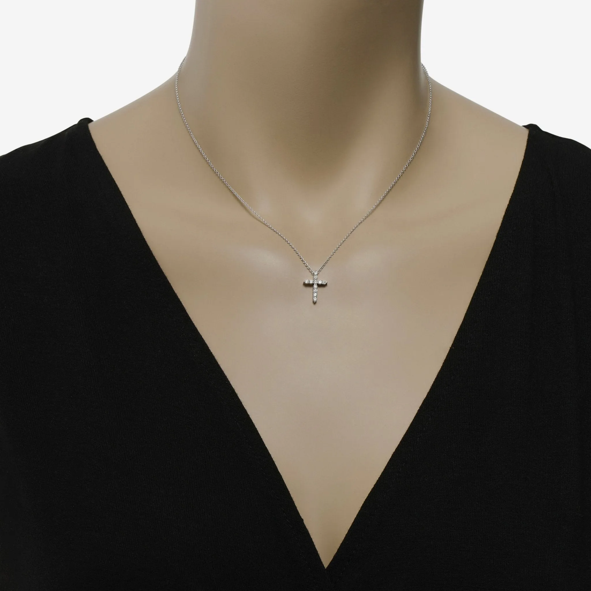 Ina Mar 18K White Gold, Diamond 0.28ct. tw. Cross Pendant Necklace K0610P43