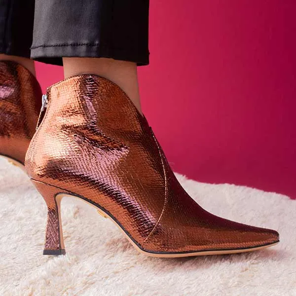 Lazer Copper | Snake effect leather boot