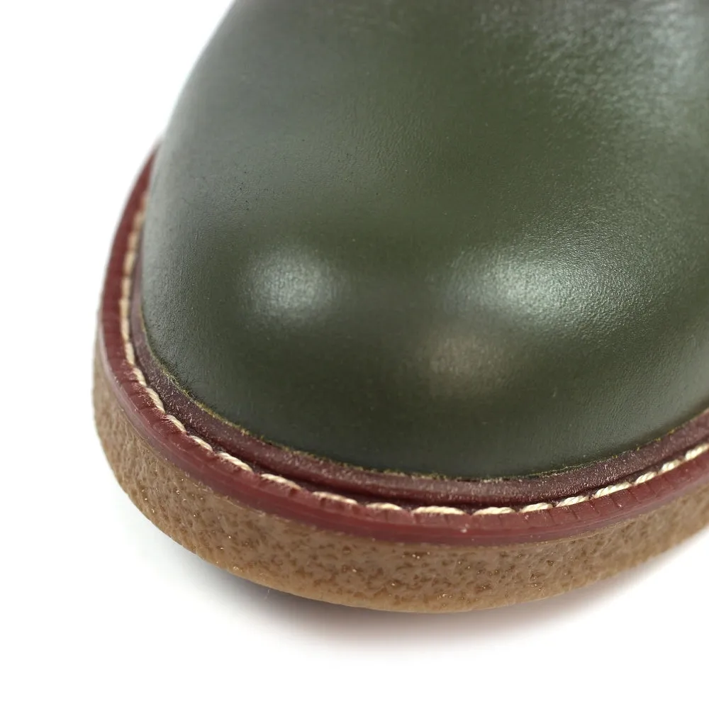 Lunar GLR014 Claire II Ladies Green Leather Zip & Lace Ankle Boots