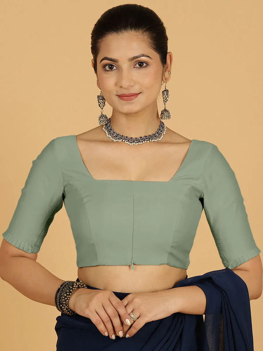 Nihira x Rozaana | Elbow Sleeves Saree Blouse in Mint Green