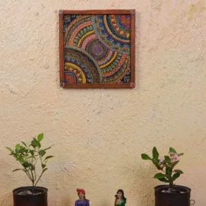 Rangoli Illusion Art Hand Painted Square Wall Decorative | 12 x 12 inches