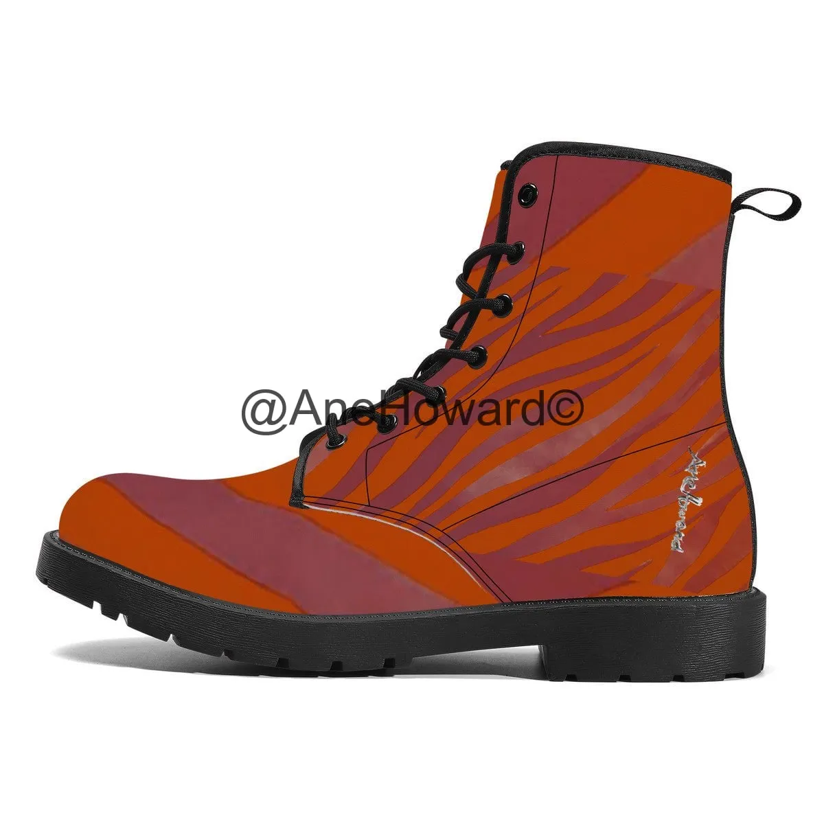 Red Zebra Vegan Leather Boots