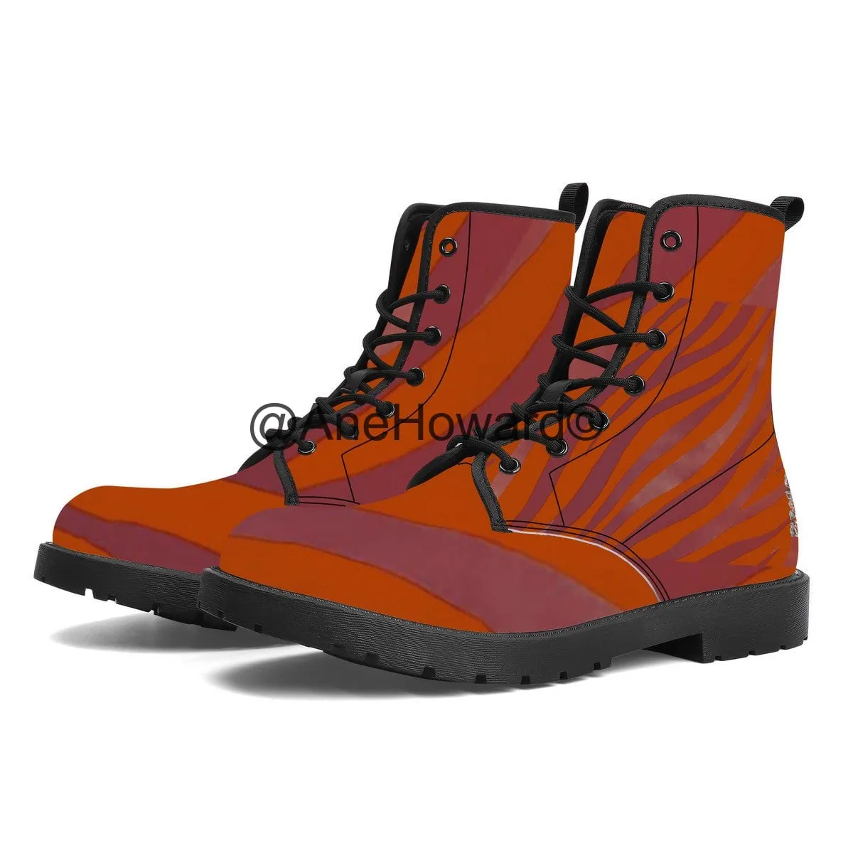 Red Zebra Vegan Leather Boots