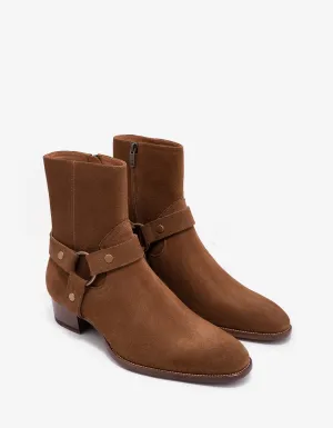 Saint Laurent Brown Wyatt 40 Harness Boots