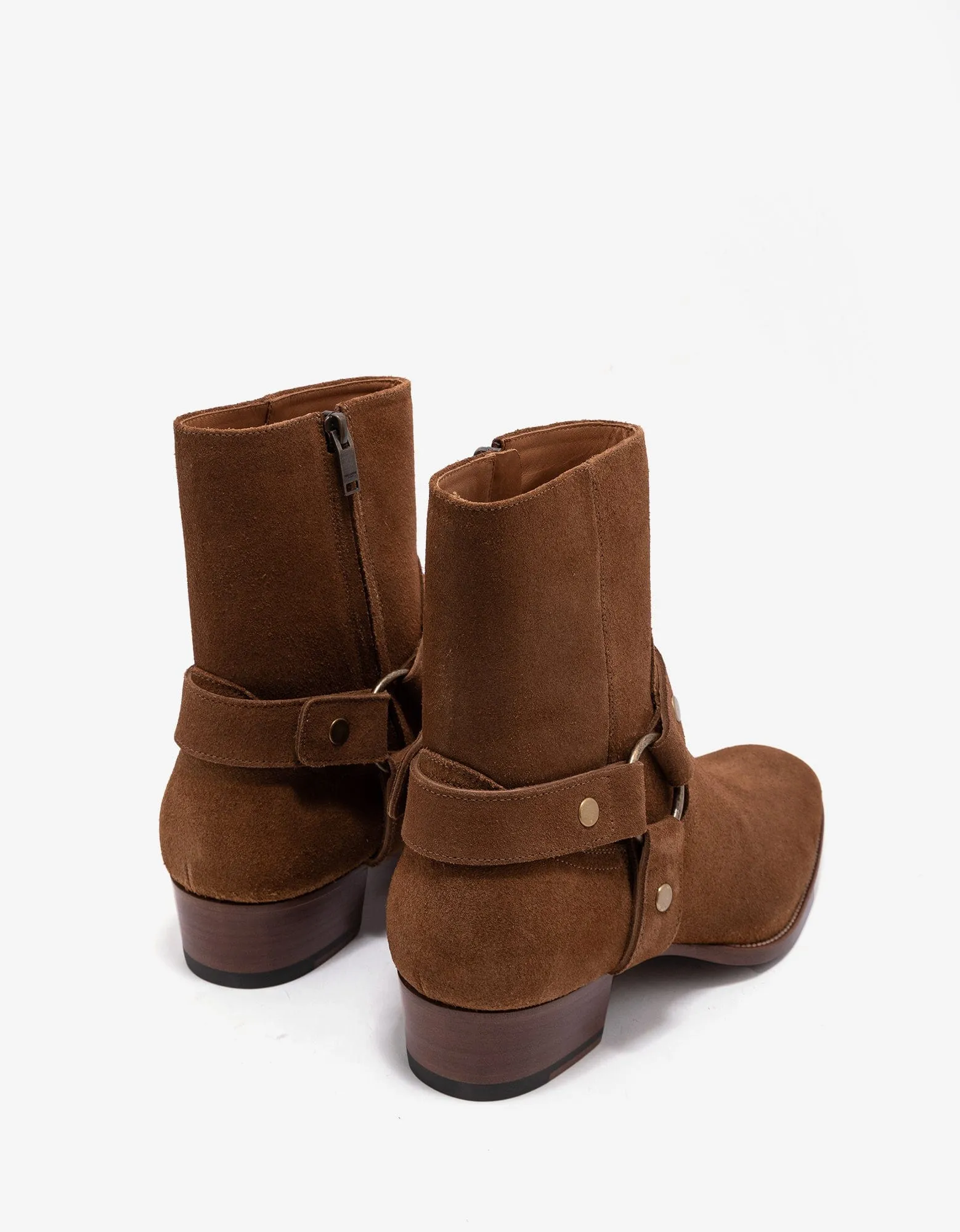 Saint Laurent Brown Wyatt 40 Harness Boots