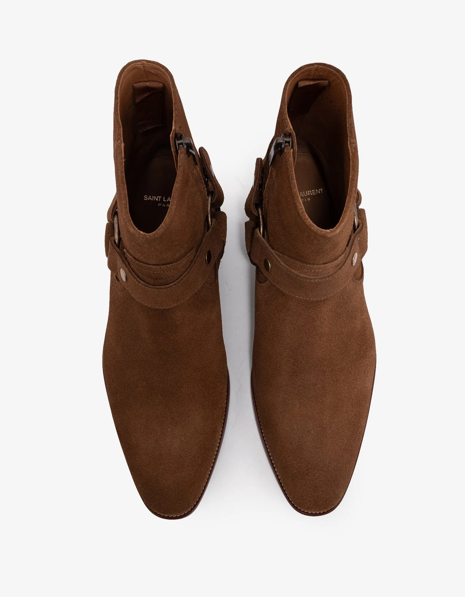 Saint Laurent Brown Wyatt 40 Harness Boots