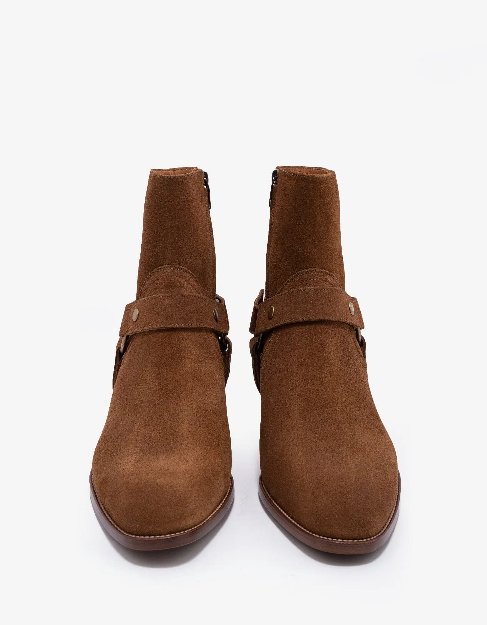 Saint Laurent Brown Wyatt 40 Harness Boots
