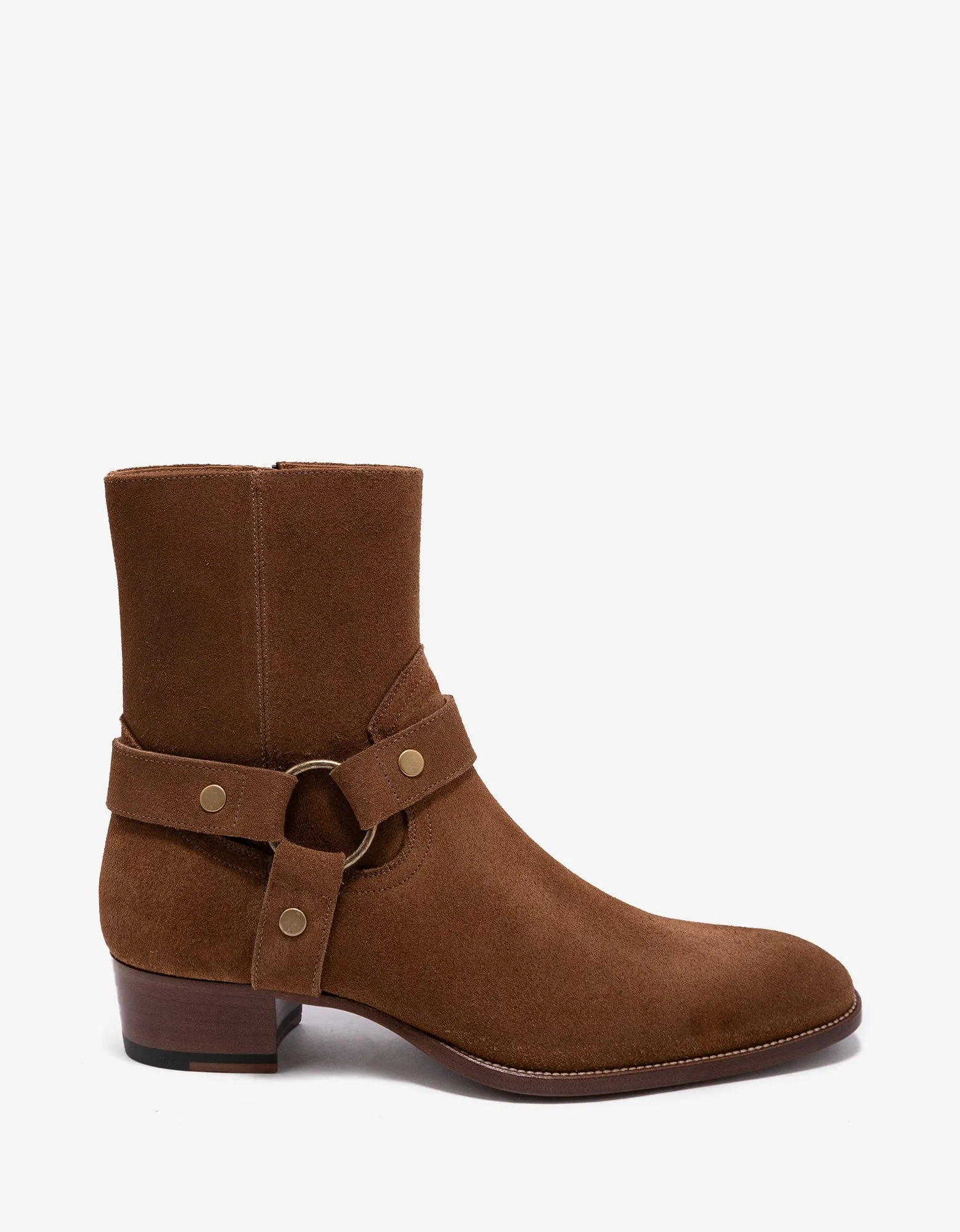 Saint Laurent Brown Wyatt 40 Harness Boots