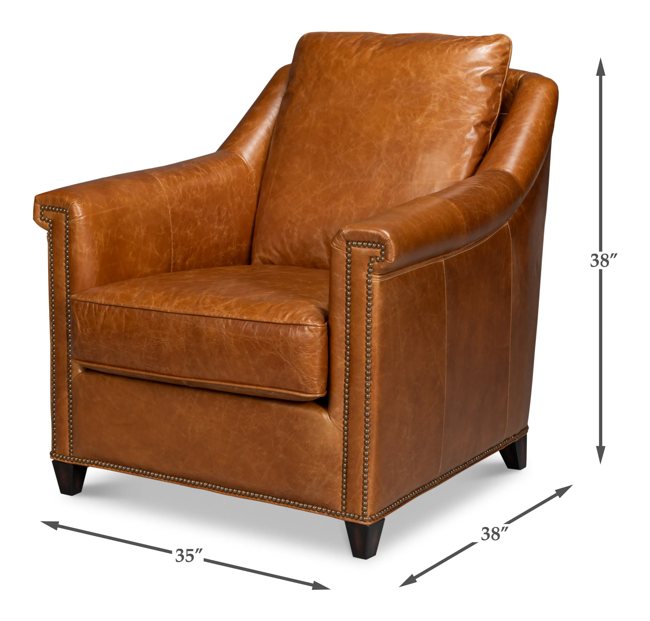 Sarreid - Vandike Arm Chair  Cuba Brown - Brown - Transitional