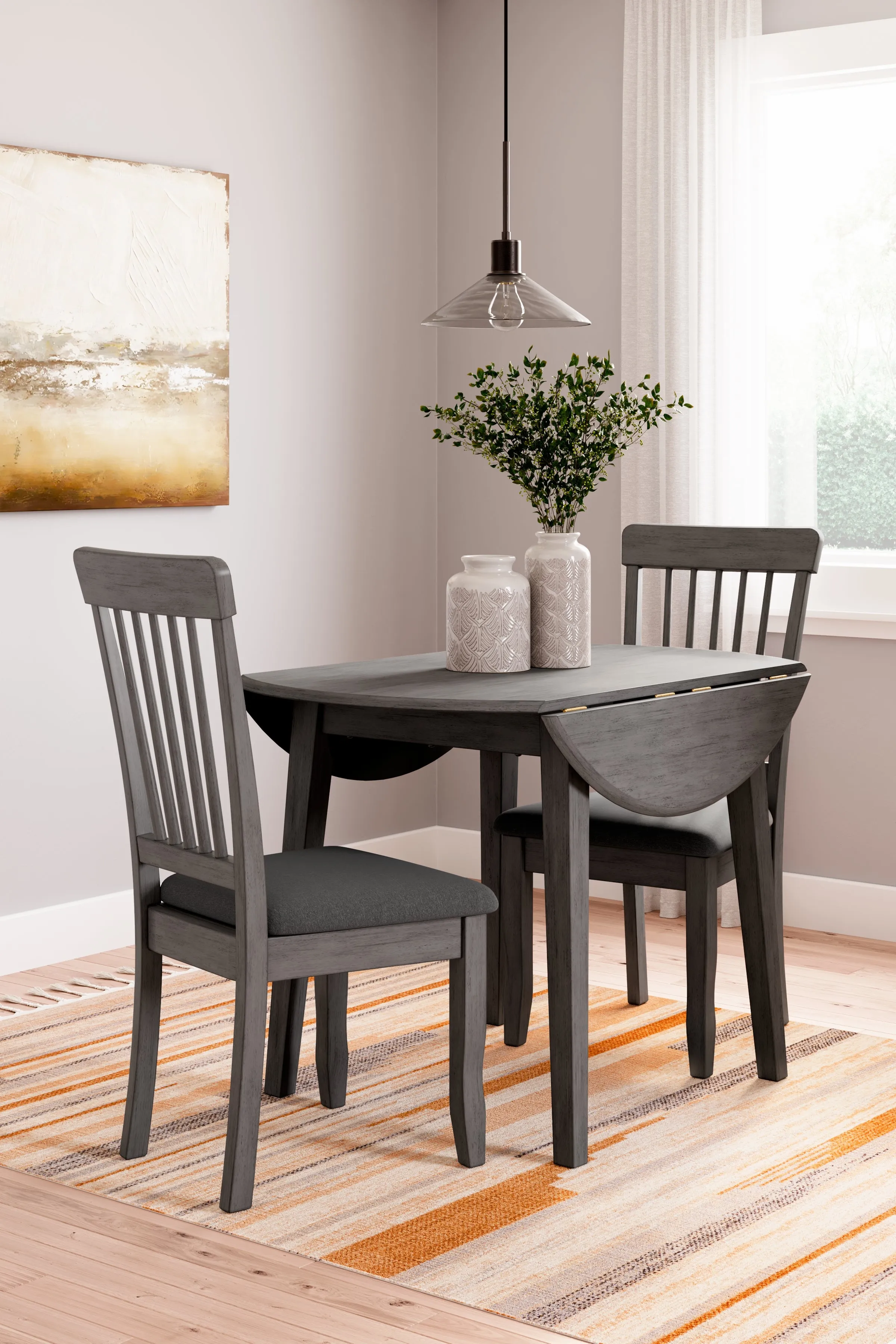 Shullden Dining Table and 2 Chairs in Gray