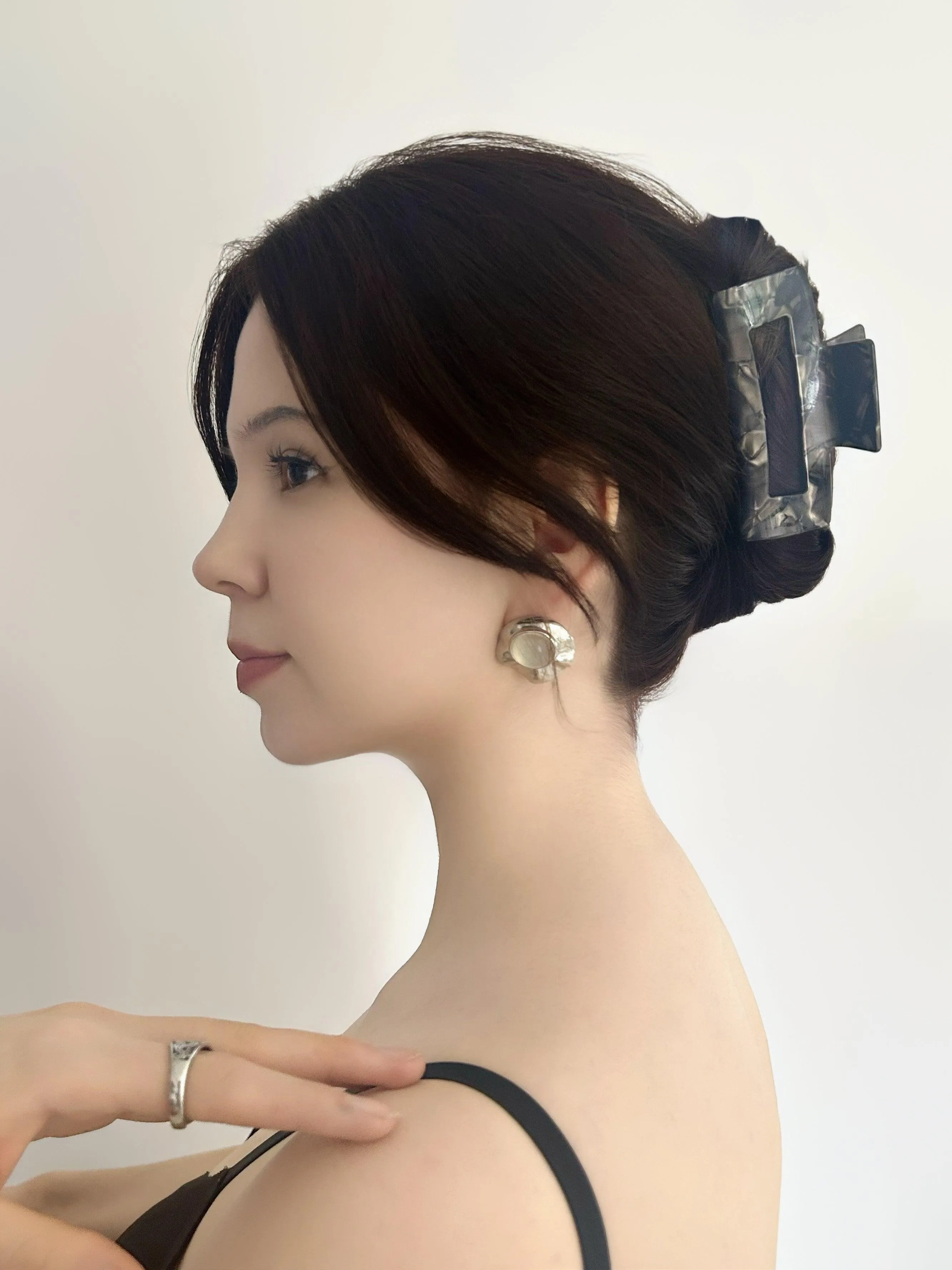 Smoky Marble Rectangular Hair Claw Clip