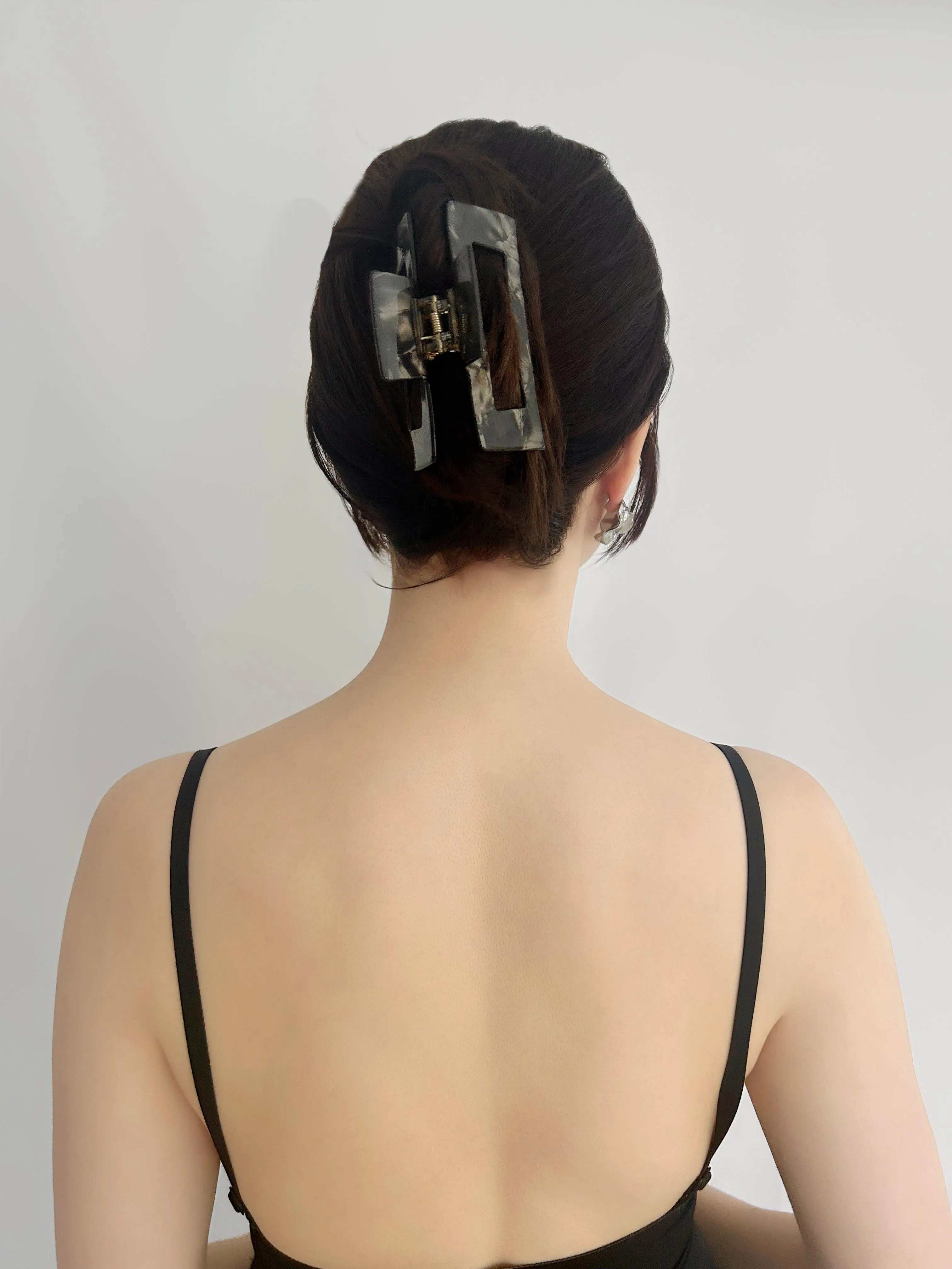 Smoky Marble Rectangular Hair Claw Clip