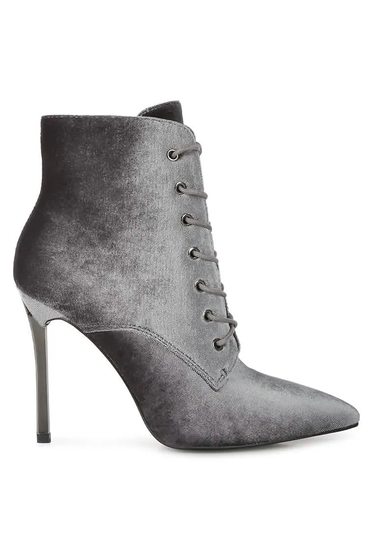 Sophisticated Velvet Stiletto Ankle Booties with Side Closure
