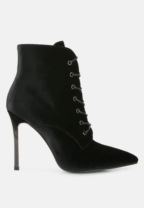 Sophisticated Velvet Stiletto Ankle Booties with Side Closure