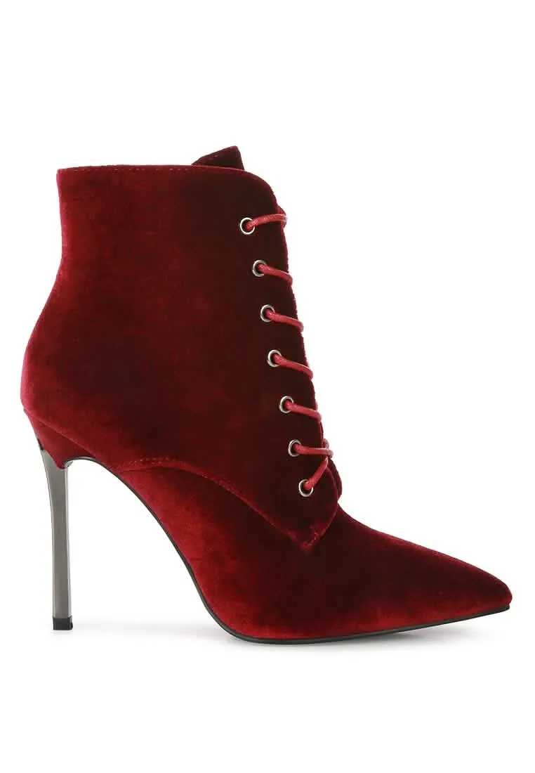Sophisticated Velvet Stiletto Ankle Booties with Side Closure